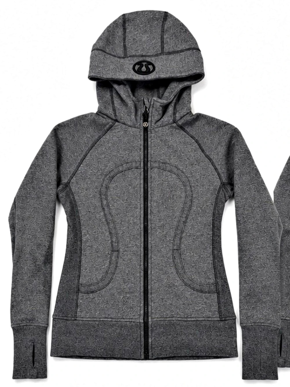 lululemon Jacket *Herringbone Gray Full-Zip Jacket Sz 10